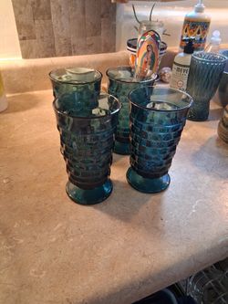 4 Teal Glasses