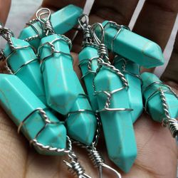 Stabilised turquoise pendants