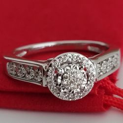 ❤️  Size 6.75 Genuine Diamonds, Sterling Silver Ring, Bello Anillo Plata Esterlina y Diamantes 