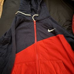 Red And Navy blue Nike Hoodie Size large 