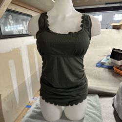 One Piece Swim Suit L Green
