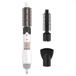 Conair - Double Ceramic 3-in-1 Hot Air Brush, Interchangeable Attachments - White