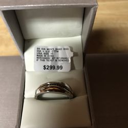 Mens Sterling Silver, diamond band ring