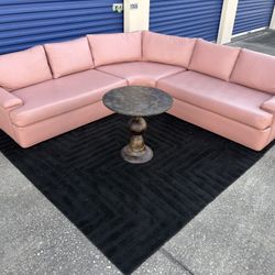  Mid century Modern sectional/couch/sofa, Mint Condition, 103x103, Pink, Leather, delivery Available 