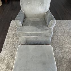 Grey Rocking Chair With Storage Ottoman