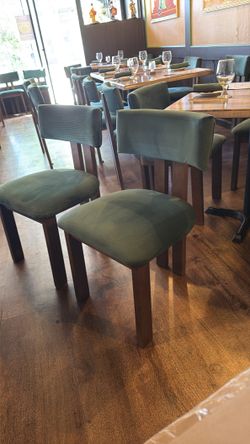Green velvet dining chairs