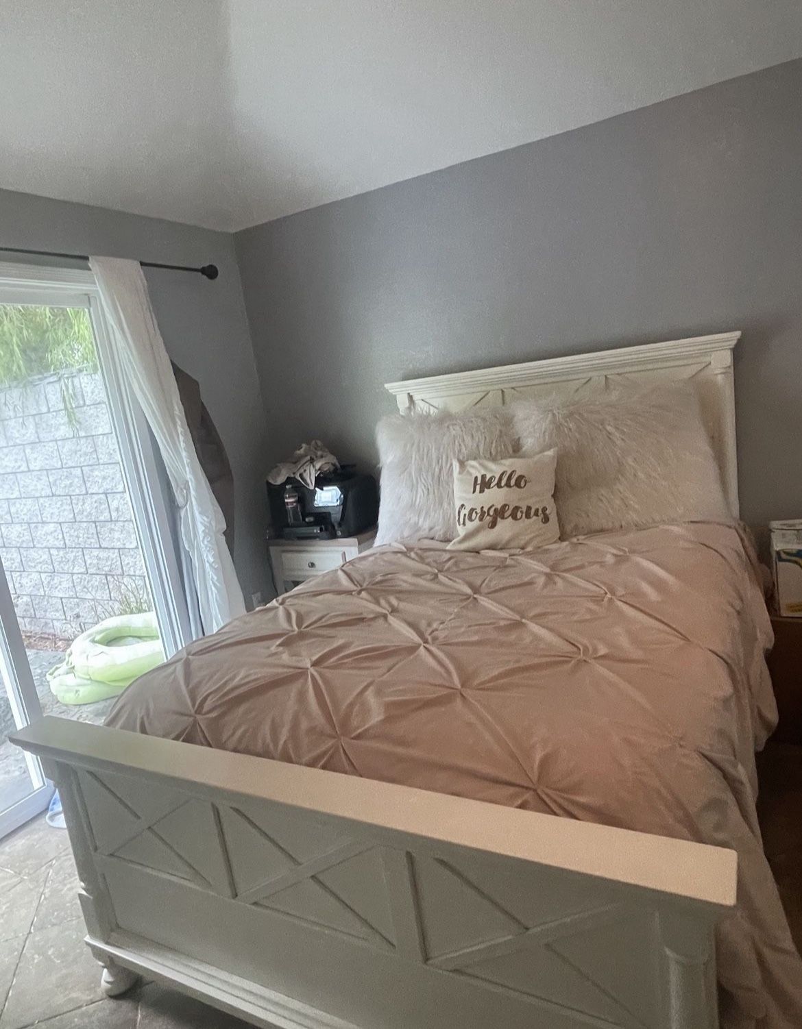 Full white Bed And Dresser