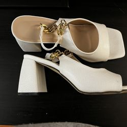 White Block Heels 