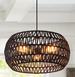 Black Woven Rope Pendant Light