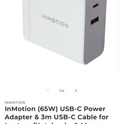 Like New: InMotion (65W) USB-C Power Adapter, 3meter USB-C Cable, Laptops, Notebooks, Mac, USB port