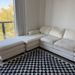 White Boucle Fabric Couch