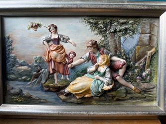Vintage 3D Courting Couple Wall Plaque