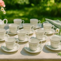 Sheffield Japan 1980s Elegance Fine China 12 Sets Of Cups & Saucers