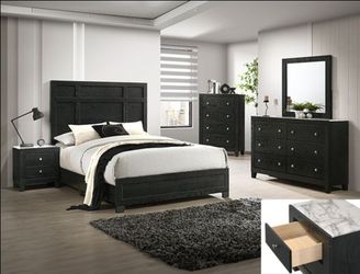 Brand New Black 4pc Queen Bedroom Set (Available In Eastern King)