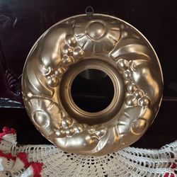 Vintage Copper Hammered Fruit Round Wall Plaque 