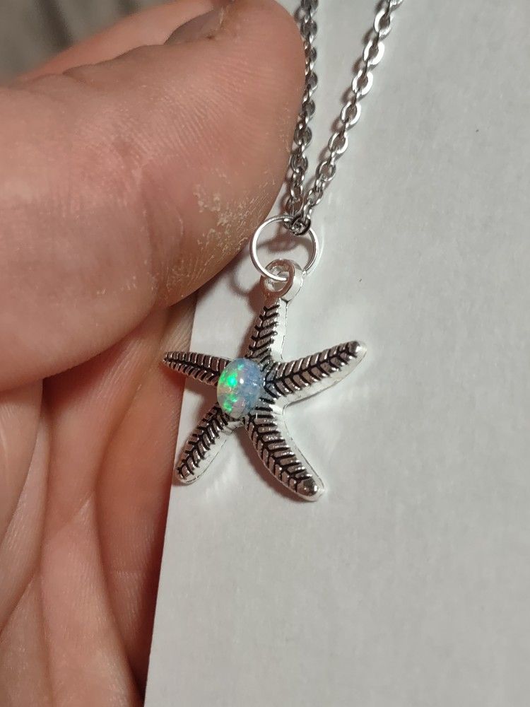 vibrant opal starfish necklace 