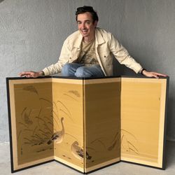 Vintage Asian Hand Painted Byobu