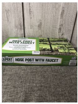 Expert Gardener Matte Black Durable, Rust Resistent Hose Post with Faucet