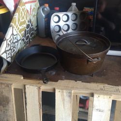 Cast Iron Dutch Oven And 12 Inch Pot