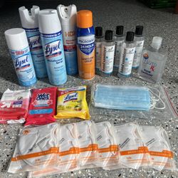 Cleaning Supplies Bundle Lysol Spray Wipes Sanitizer Masks Disinfectant Lot
