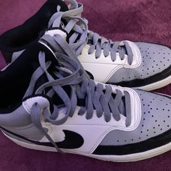 Nike high top sneakers grey white black US size 7