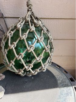 1910 rare Japanese fishing float with original hemp net 16”