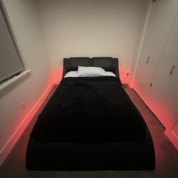 Modern Full Bed Frame with LED Lights