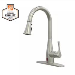 Glacier Bay Marcie Single-Handle Integrated Pull Down Touchless Kitchen Faucet in Stainless Steel=S2-257