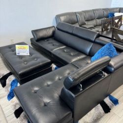 Black Friday sale now. Ibiza black sectional and ottoman set only $999. Easy finance option. Same day delivery.