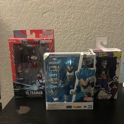 Anime & DC Figure Bundle (Ultraman, Vegeta, Joker) – New in Box  