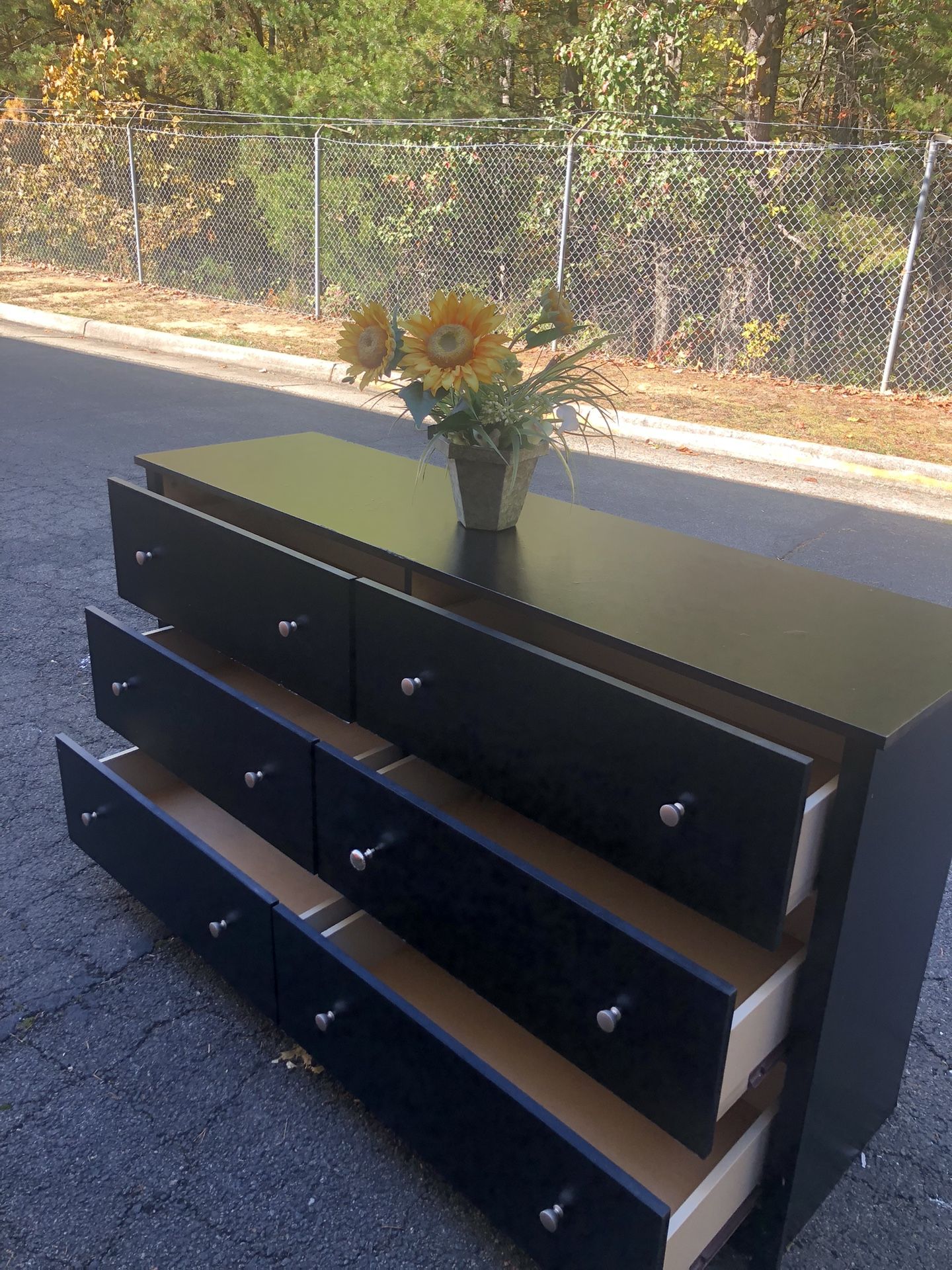Modern Wooden Black Long Dresser With Big Drawers . Drawers Sliding Smoothly. Delivery Available 