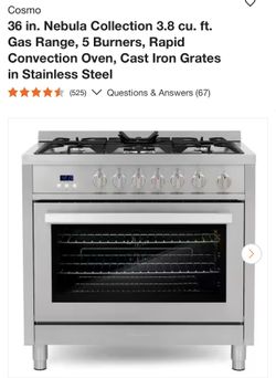 36” Gas Range, Stove