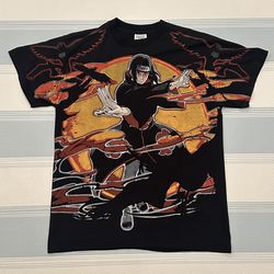 Naruto Itachi Anime AOP Black Shirt Size Large