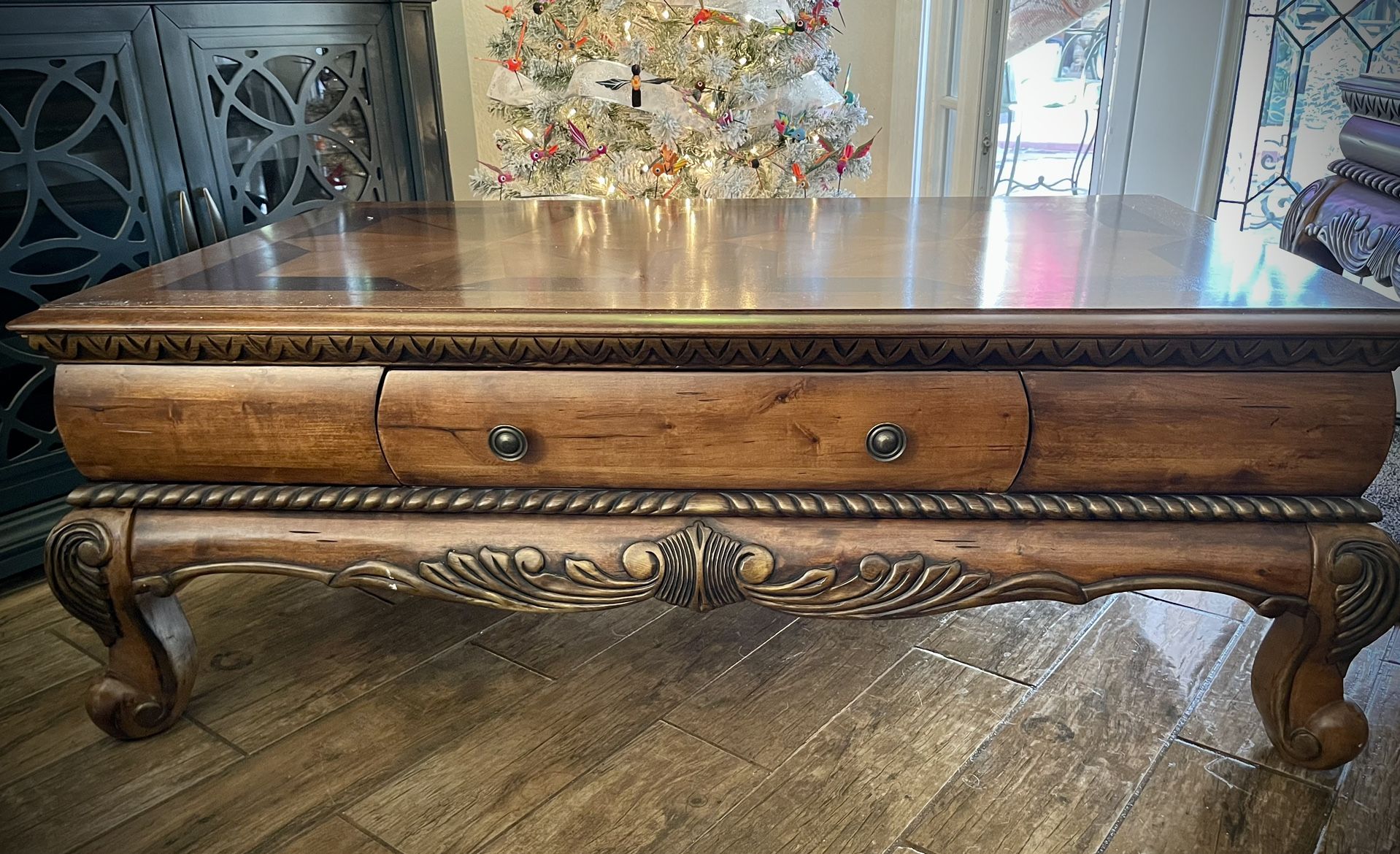 Hand Carved Coffee And Side Tables
