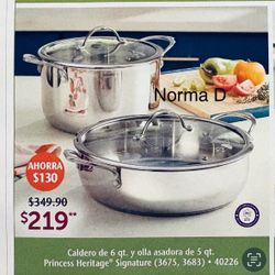 Set De Olla De 6 Qts Y Cacerola De 5 Qts Nuevas En Sus Cajas 🌺 Princess House 🌺