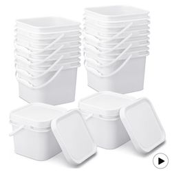 New Small Buckets with lids crafts storage White lot of 10