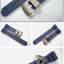 NEW 22MM BLUE SILICONE RUBBER STRAP DIVERS TURTLE