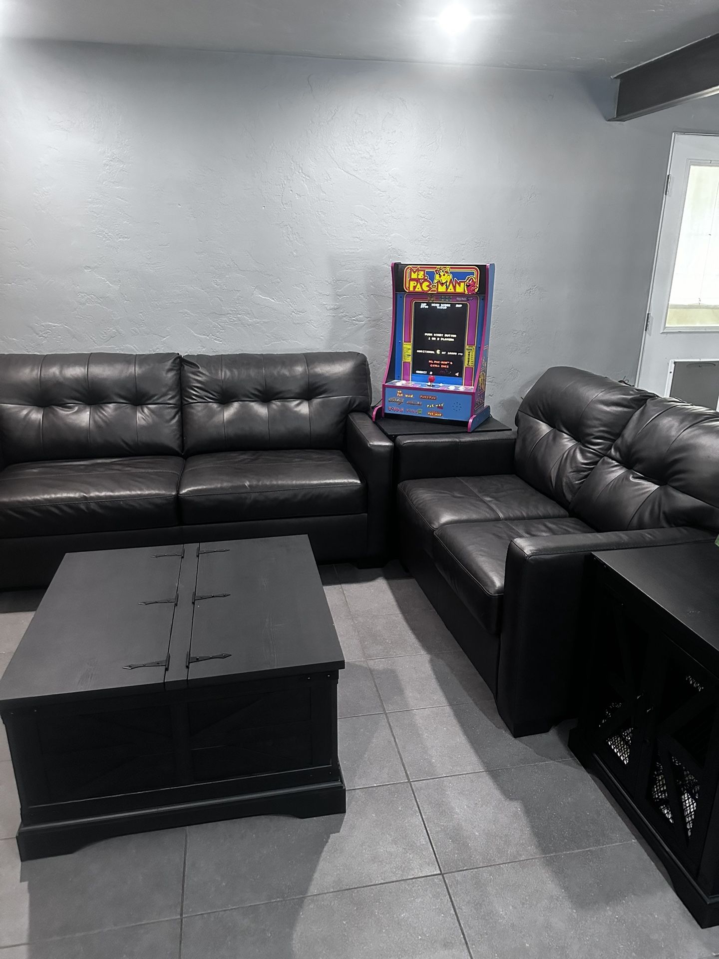 Black Leather Living Set