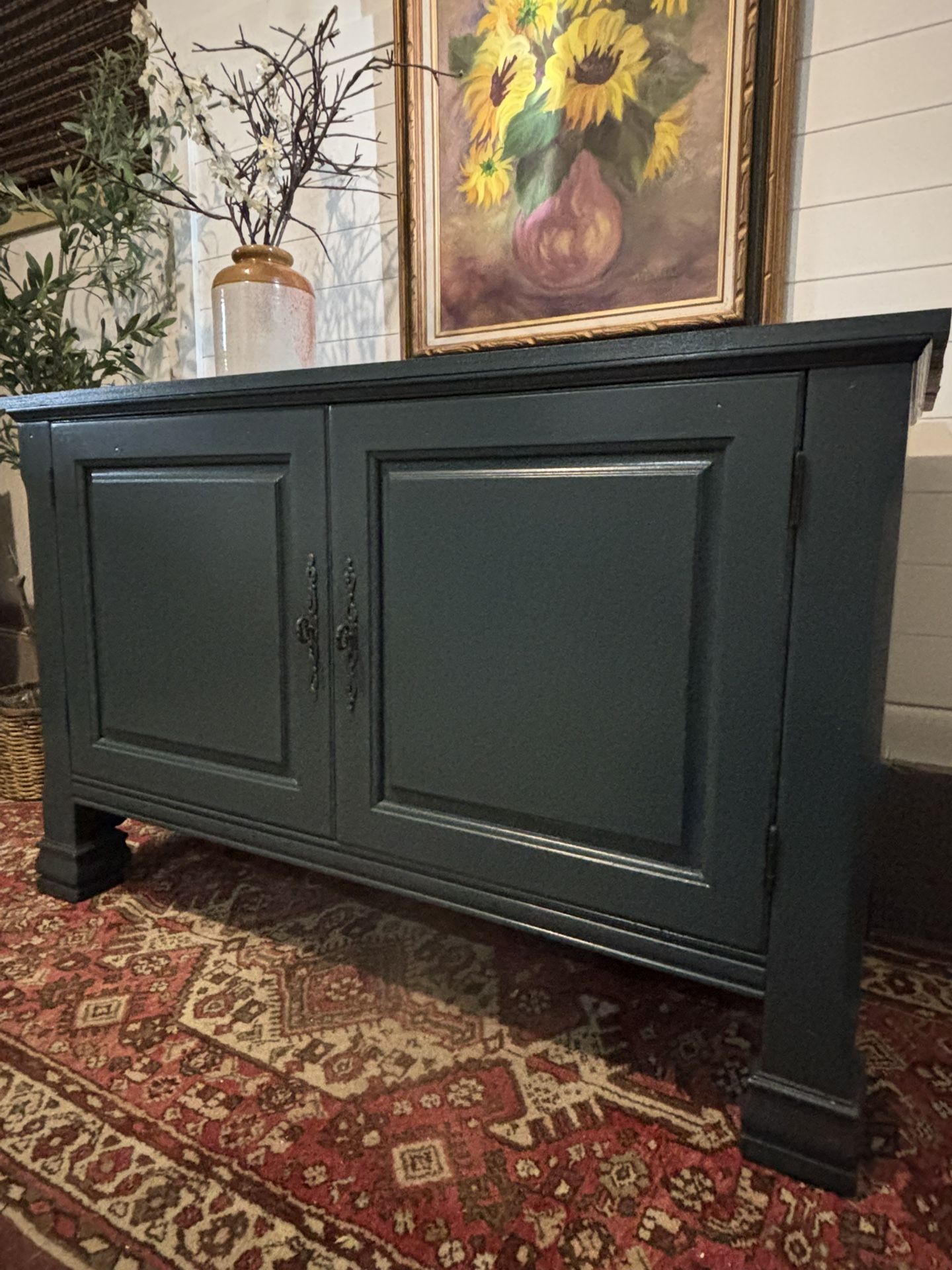 Refinished Deep Green Buffet / Media Stand