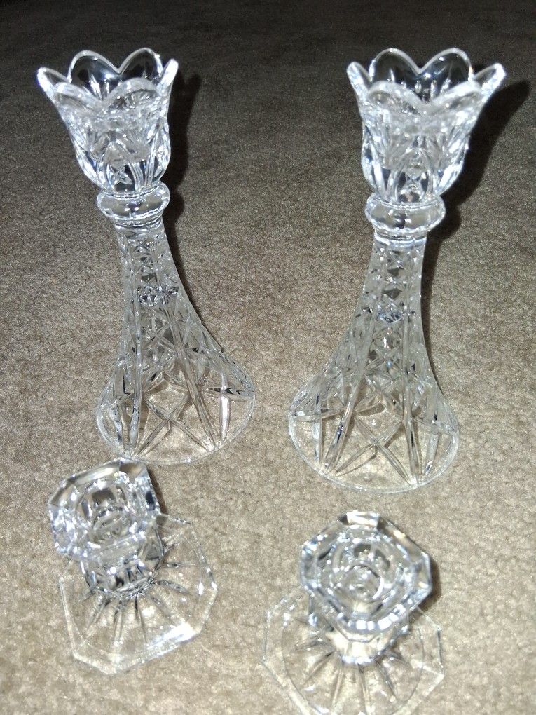 Vintage West German Lead Crystal Candle Holders
