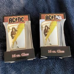(2) New 16oz AC/DC DRINKING Glasses 