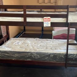 Solid Wood Espresso Twin Bunk Bed 