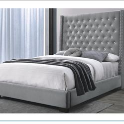 Brand New Queen Size Grey 6foot Tall Bed Frame With New Mattress/Fast Delivery 