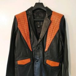 Mens Western Crocodile Caiman Leather Jacket Authentic Sz small
