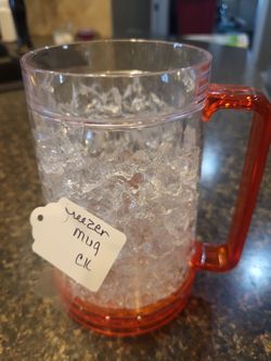 Evergreen Drinkware crackled-glass plastic double-gel freezer mug, orange