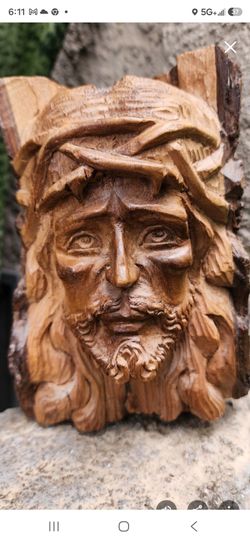 Hand carved Jesus, 6.5" x 4.5 "