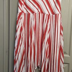 Red And White Strapless Dress