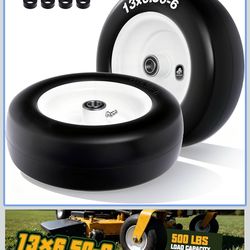 Brand New 13x6.50-6 Flat Free Lawn Mower Tires & Wheels Bearings, Spacers