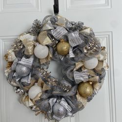 Gold And Silver, Medium Side Christmas Wreath 