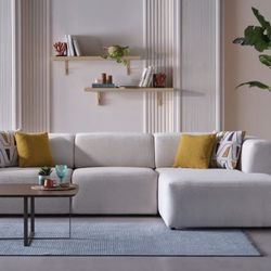 ASK PRICE FULL SIZE SLEEPER SECTIONAL OFF WHITE BUCKLE BEIGE LEATHER OPTION 120x65